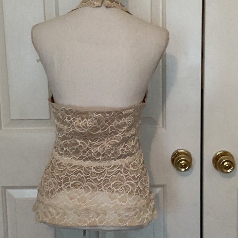 Cache Vintage Cream & White Lace Marilyn Monroe Inspired Halter Top - Picture 5 of 8